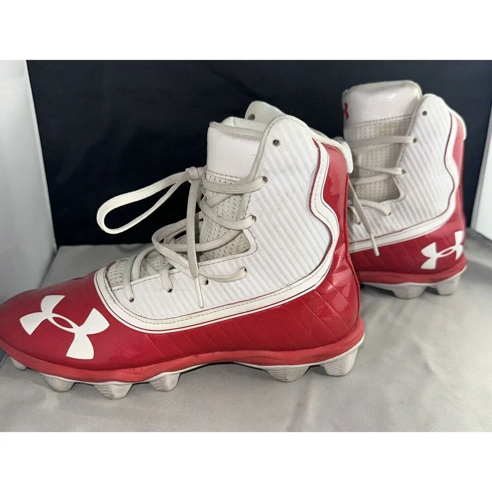 Under Armour Highlight RM MID Football Cleats Style 3021197-600 Sz 7.5 Red/White